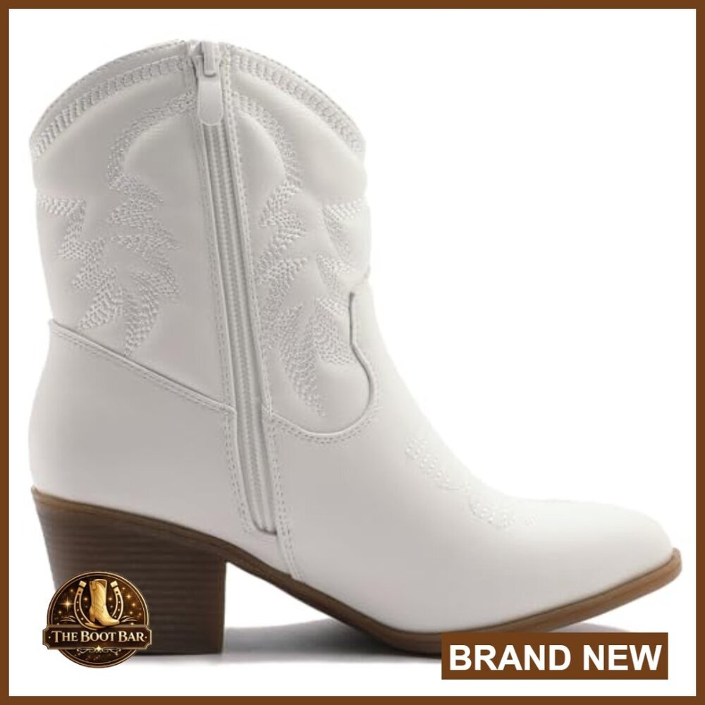 Mid Calf Western Cowboy Boots with 2-Inch Heel and Side Zipper - Picture 3 of 7